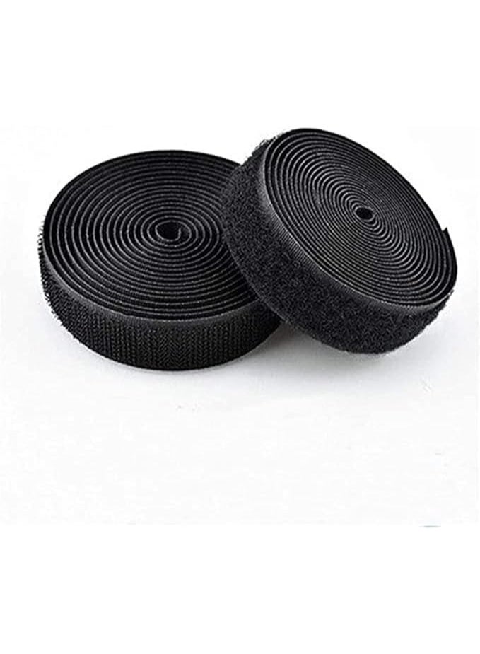 2cm x 1m Colored Nylon Velcro Tape, Adhesive Velcro Tape Suitable for Sewing and Glue-Free for Crafts, Clothing, Accessories, Home and Office Organization Tasks, (Black) - Image 1
